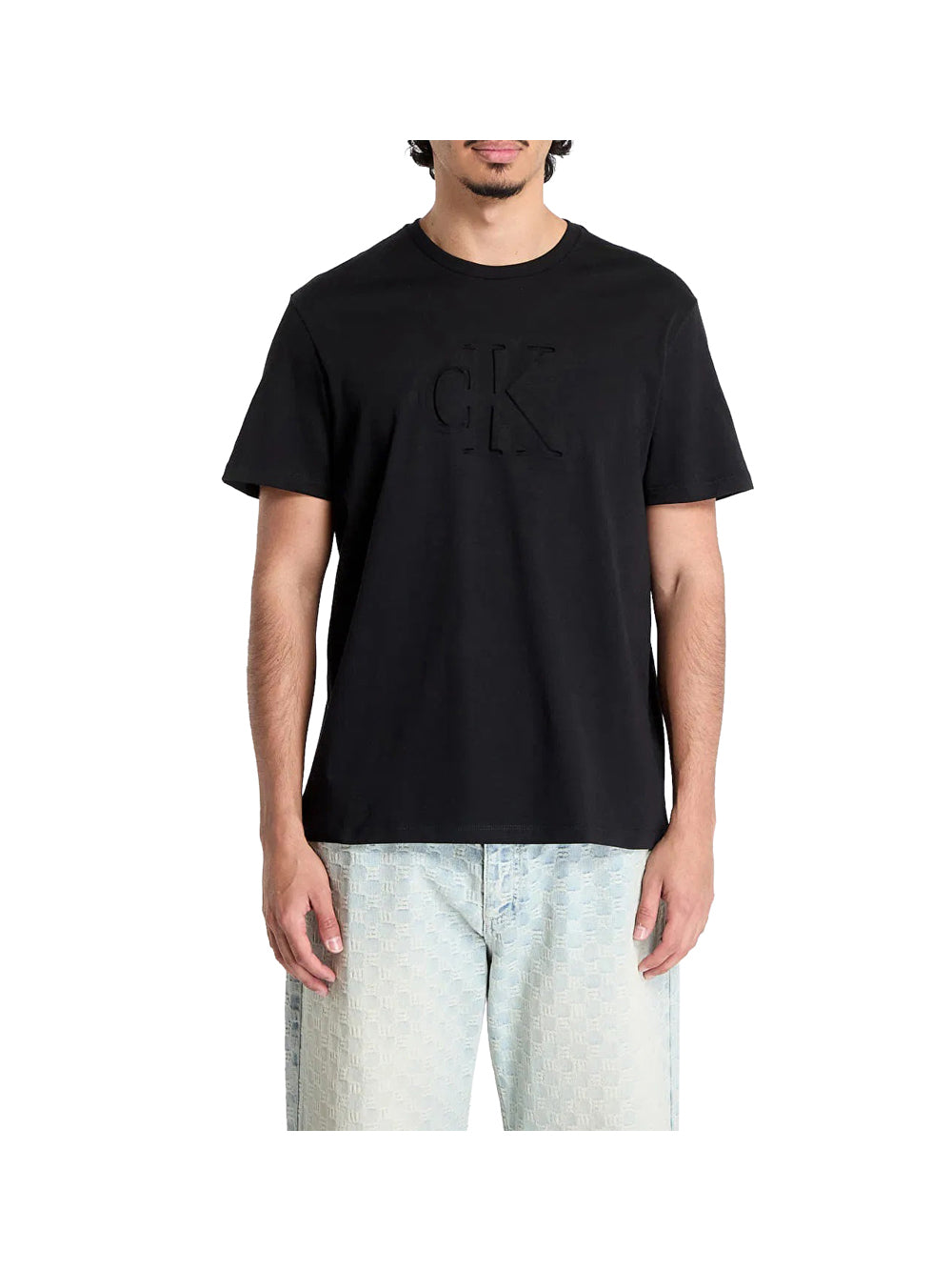 CALVIN2 1USCITA Calvin Klein Ss 20S Ck Deboss Mon T-Shirt Uomo Nero Nero
