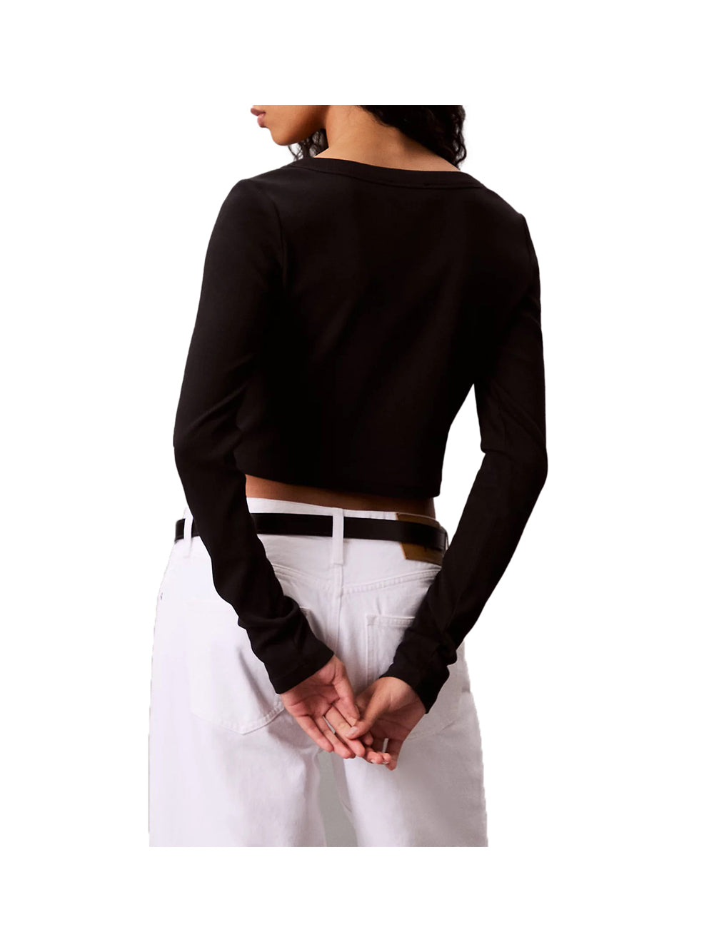 CALVIN2 2USCITA Cardigan Calvin Klein In Cotone A Costine Corto - Nero Nero