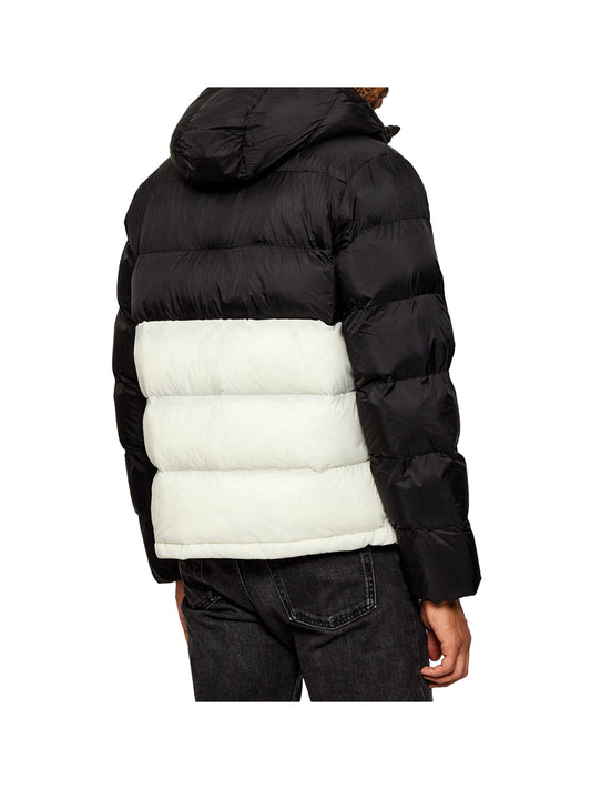 Calvin Klein Piumino Calvin Klein In Nylon Colour Block - Tofu/Nero Tofu