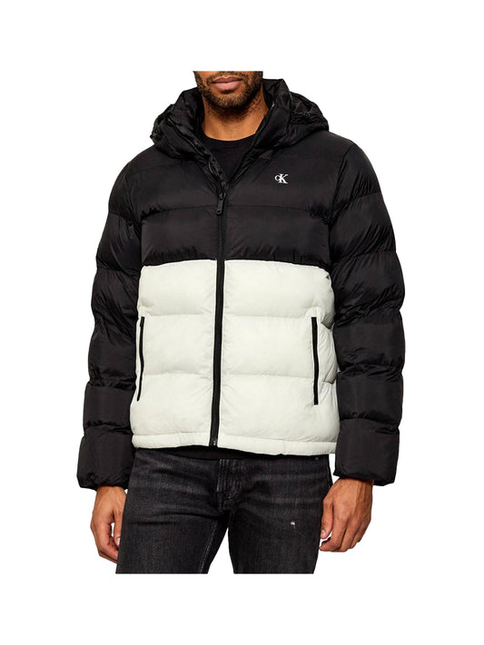 Calvin Klein Piumino Calvin Klein In Nylon Colour Block - Tofu/Nero Tofu