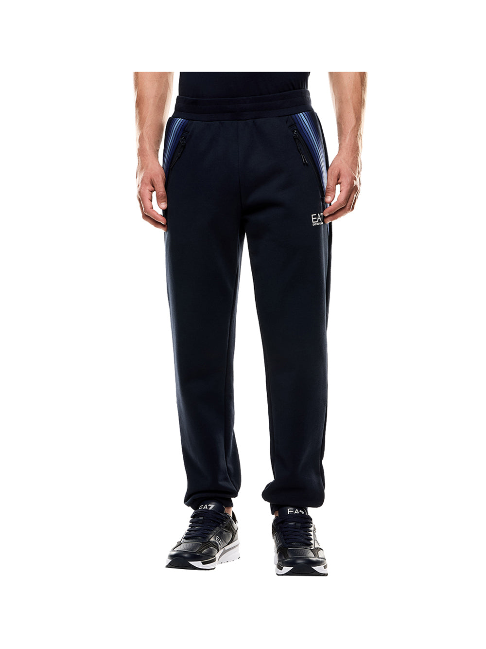 EA7 Ea7 Pantatuta jogger 7 Lines in misto cotone ASV Navy Blu