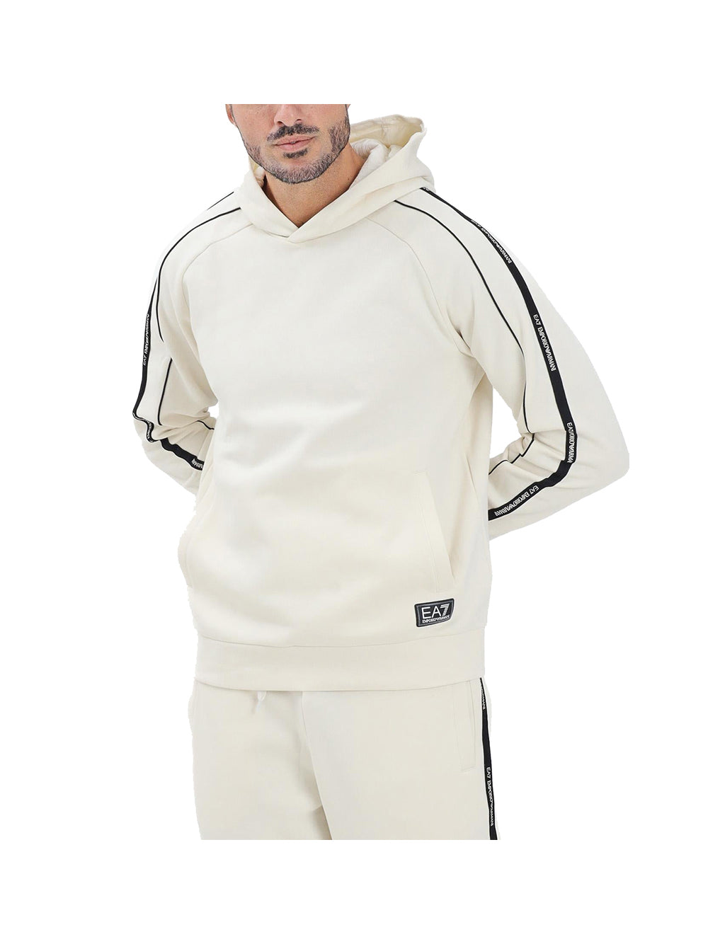 EA7 Ea7 Felpa con cappuccio Logo Series in misto cotone Vanilla VANILLA