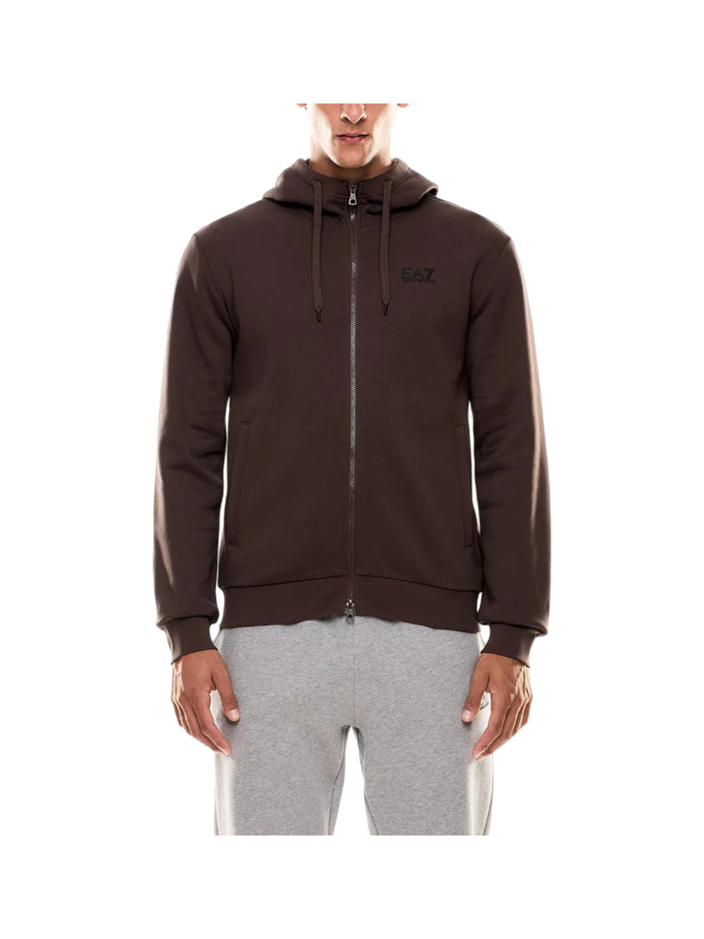 EA7 Felpa Con Cappuccio Core Identity - Marrone Marrone