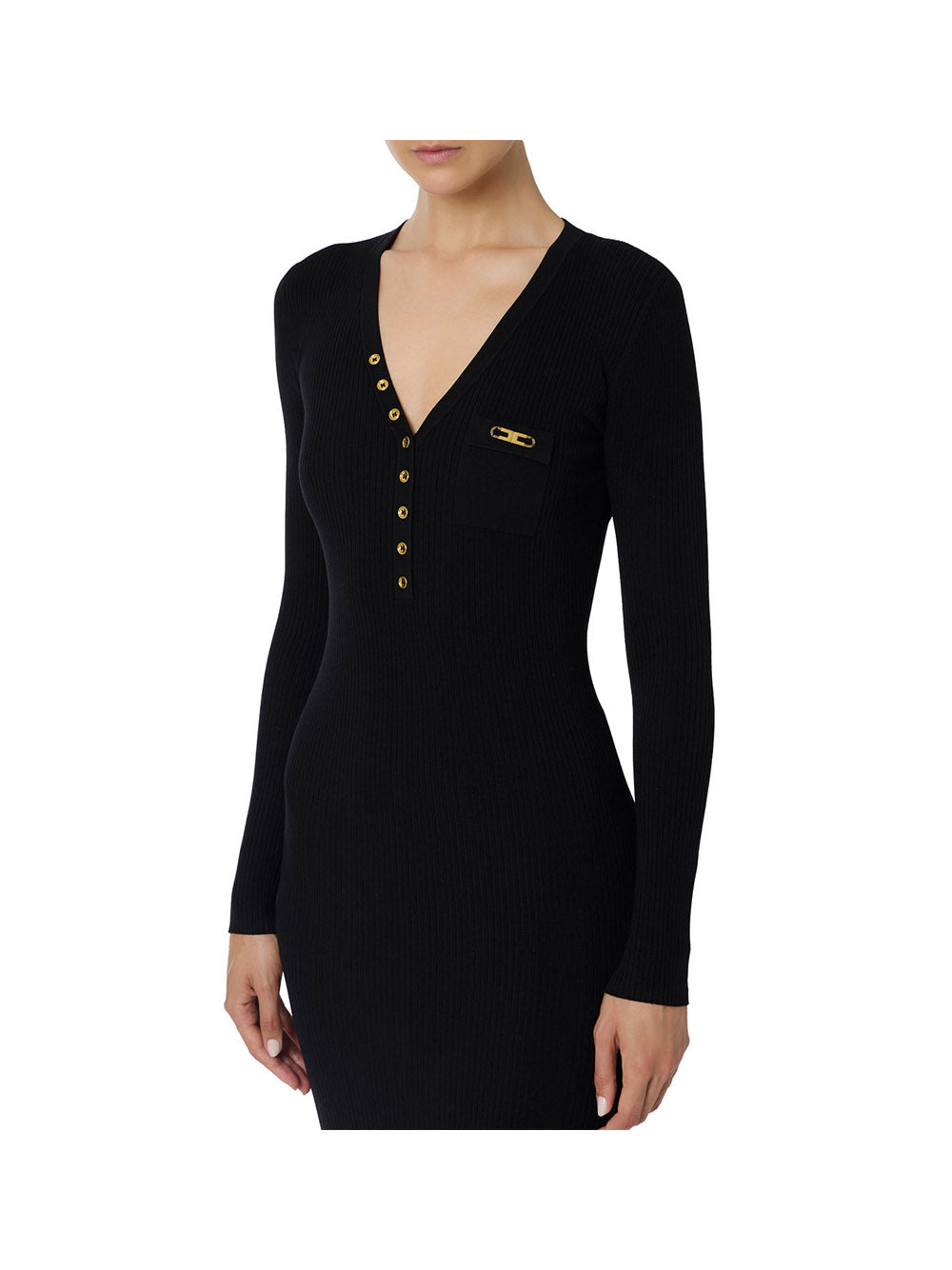 ELISABETTA FRANCHI 1USCITA Elisabetta Franchi Abito In Maglia A Costine Con Taschino Nero Nero