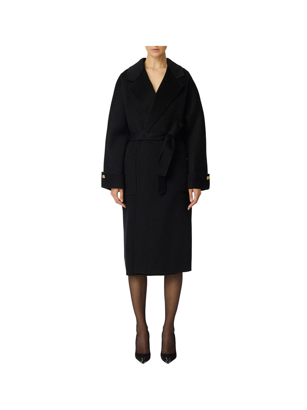 ELISABETTA FRANCHI 1USCITA Elisabetta Franch Cappotto In Panno Di Misto Lana Double Nero Nero