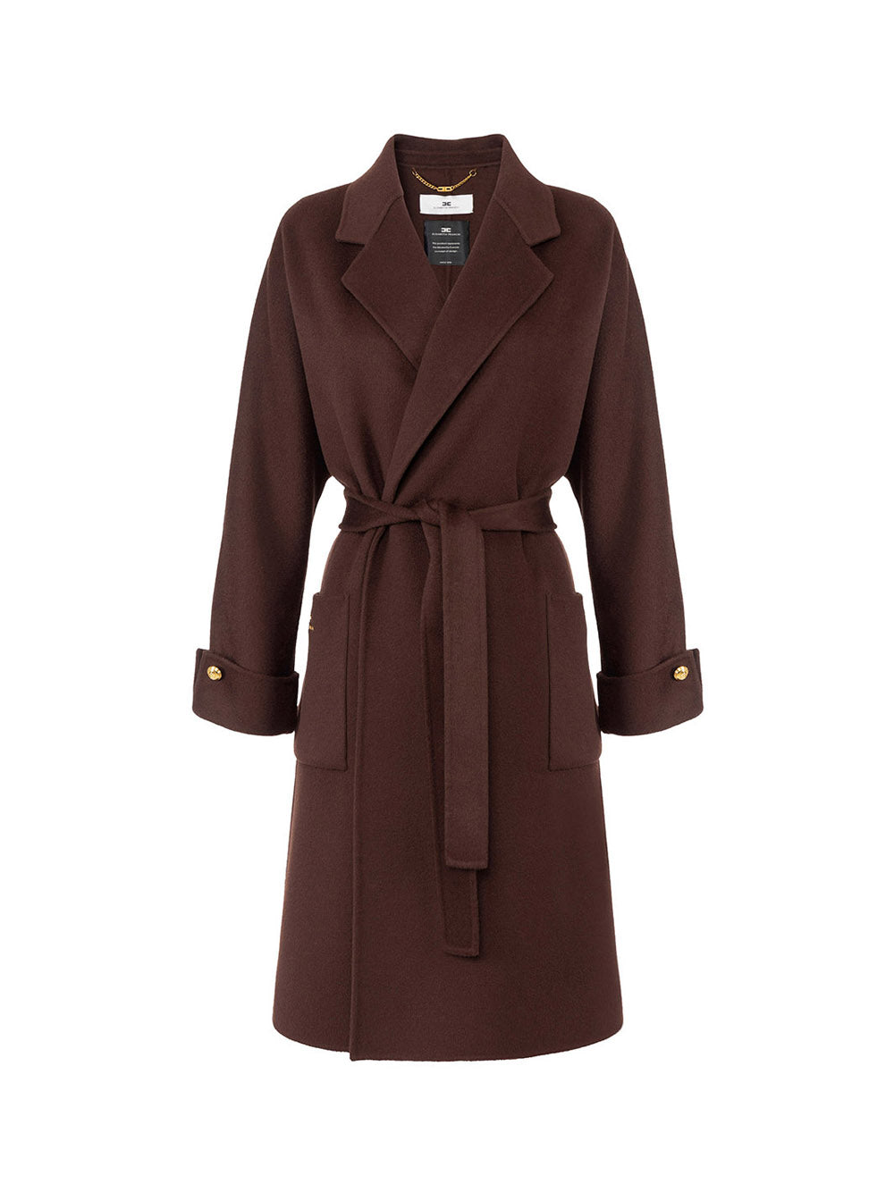 ELISABETTA FRANCHI 1USCITA Elisabetta Franchi Cappotto In Panno Di Misto Lana Double Marrone COFFE