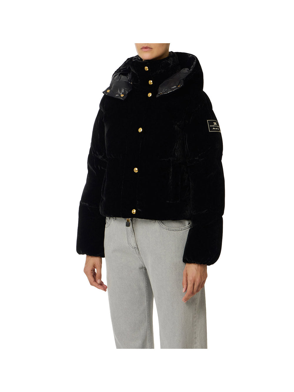 ELISABETTA FRANCHI 1USCITA Elisabetta Franchi Piumino in velluto con cappuccio Nero Nero