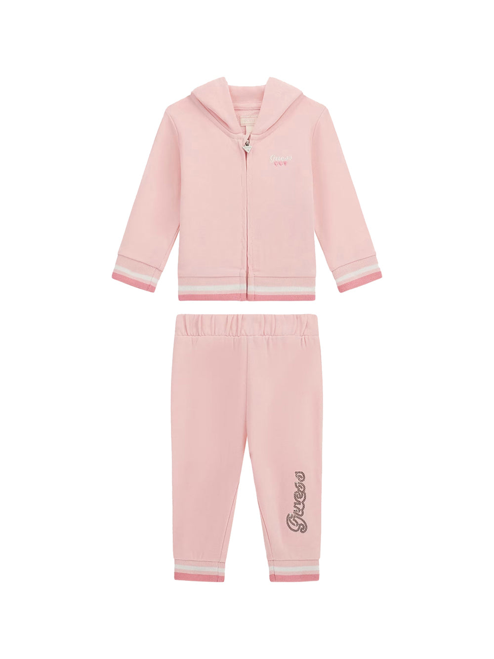 GUESS 1 USCITA Guess Set Hooded Ls Active Coordinato Bambina Rosa Rosa