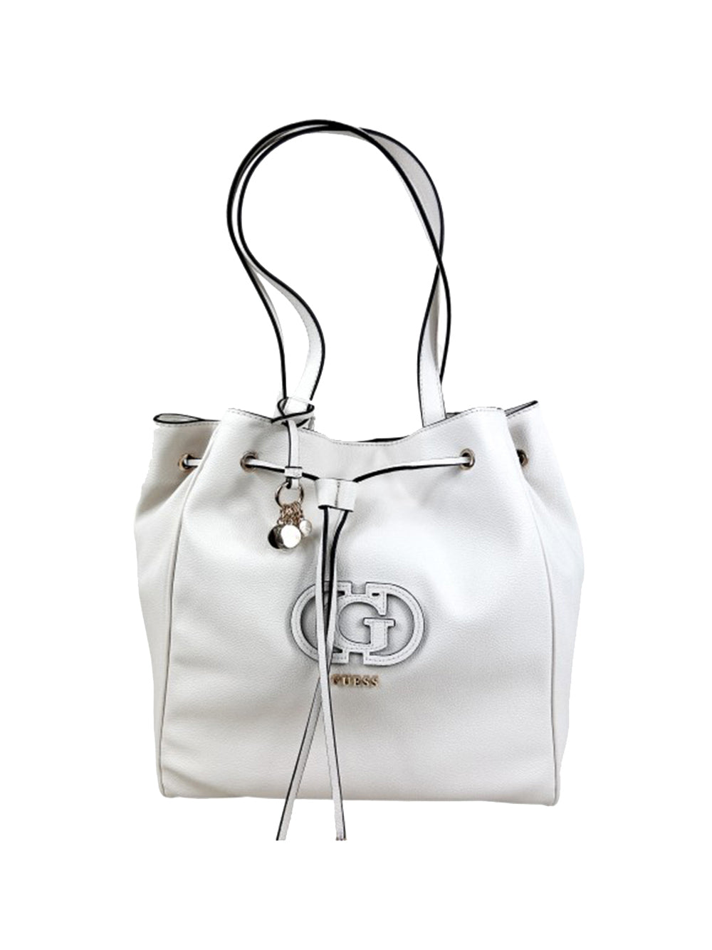 GUESS 1 USCITA Guess Borsa a Tracolla Calebra Drawstring Tote Donna Bianco Bianco