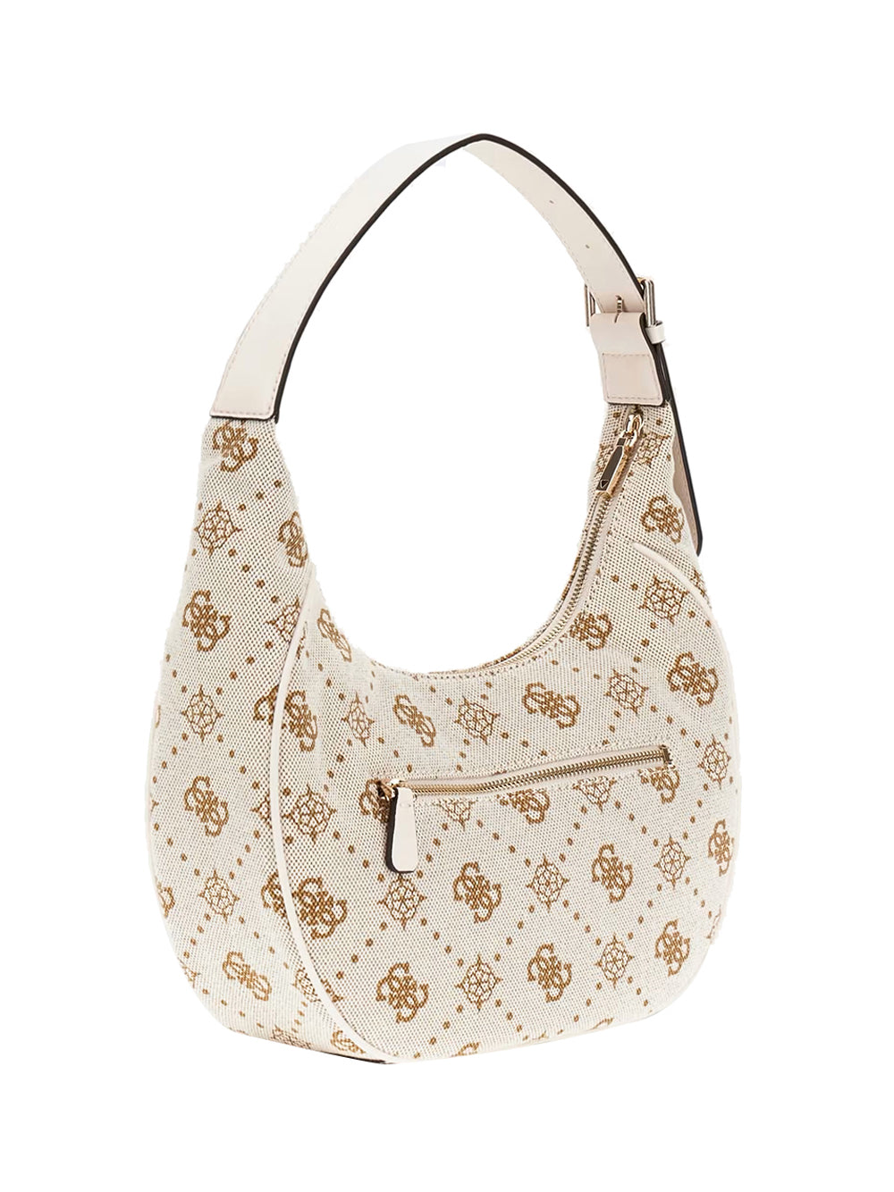 GUESS 1 USCITA Guess Neda Hobo Shoulder Bag Borsa a Mano Donna Off White Logo - Bianco Off White Logo