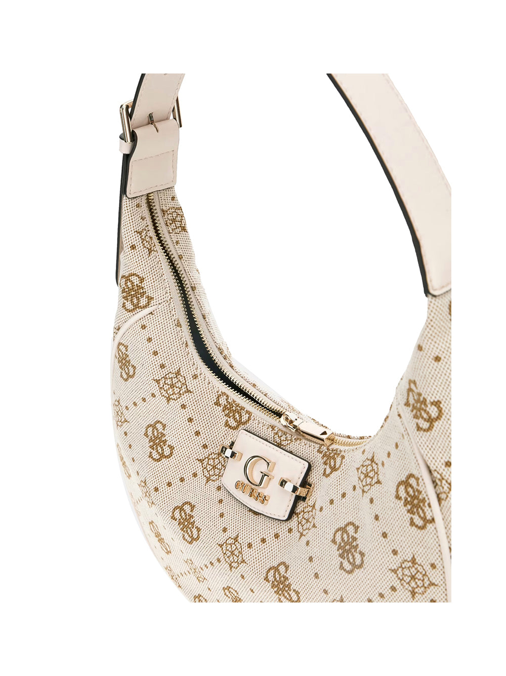 GUESS 1 USCITA Guess Neda Hobo Shoulder Bag Borsa a Mano Donna Off White Logo - Bianco Off White Logo