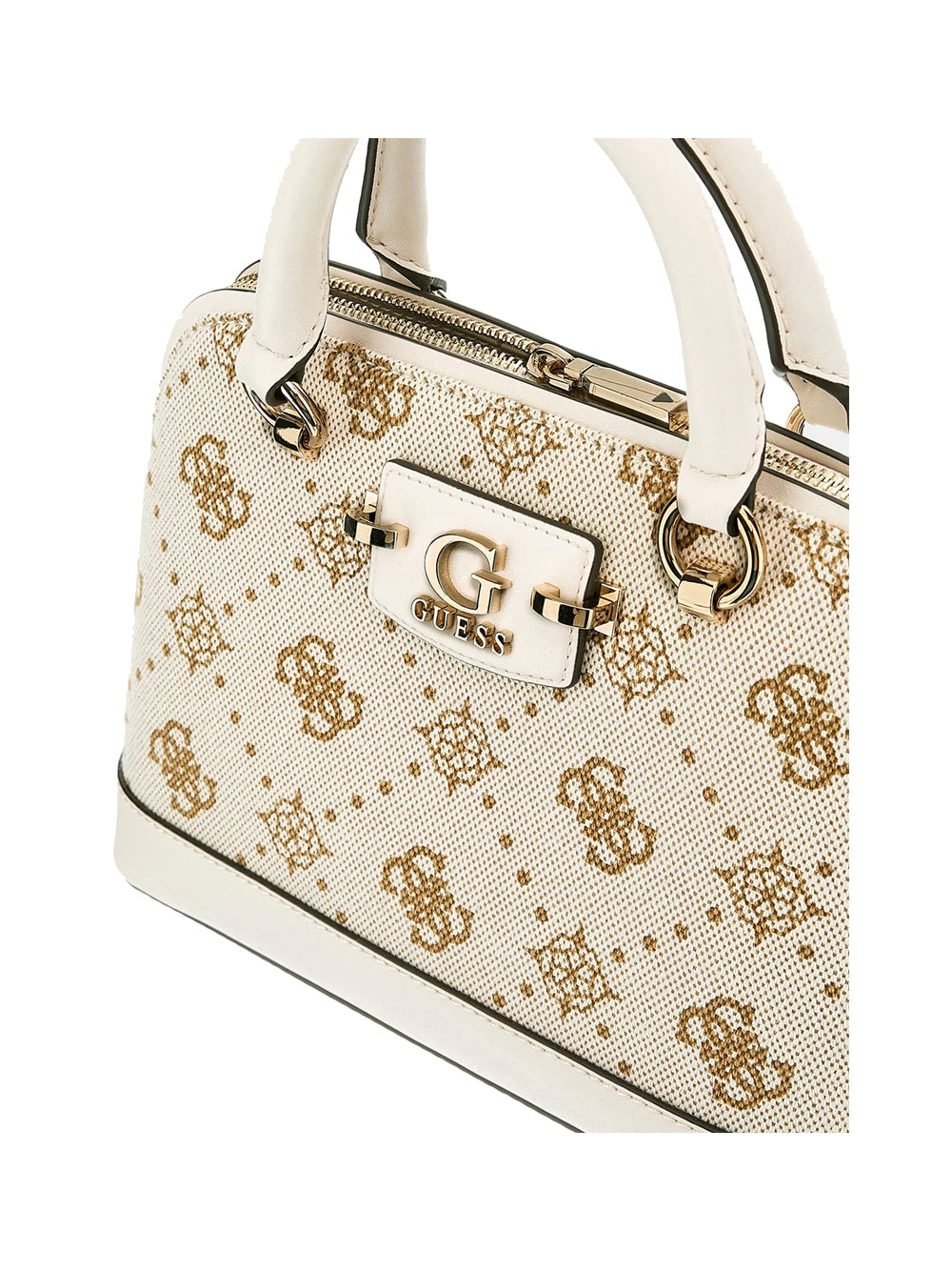 GUESS 1 USCITA Guess Borsa a Mano Neda Dome Satchel Donna Off White Logo - Bianco Off White Logo