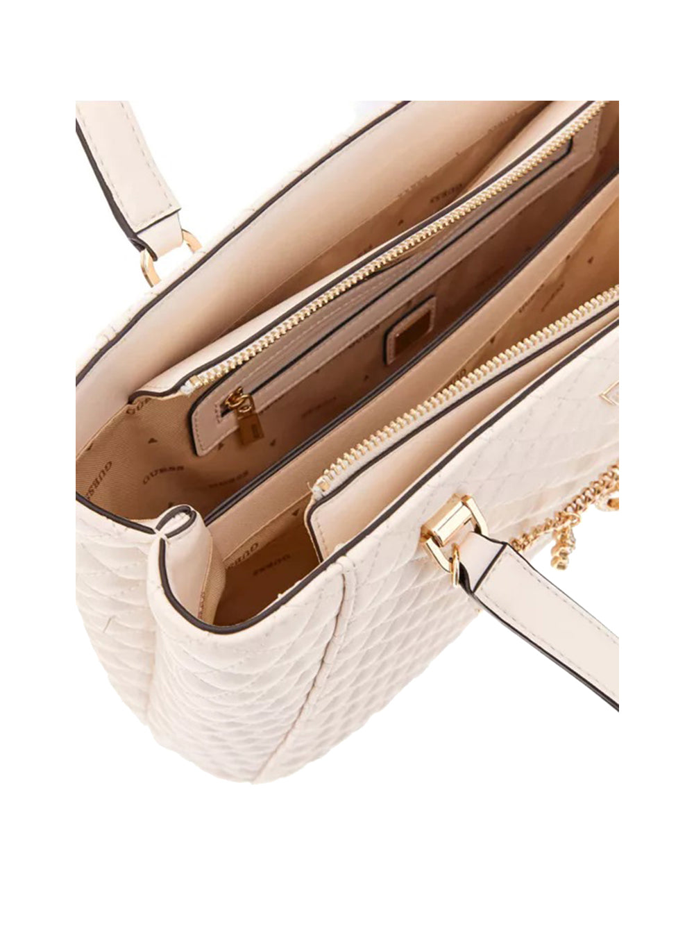 GUESS 1 USCITA Guess Borsa a Mano Everlee Noel Tote Donna Off White - Bianco Off White