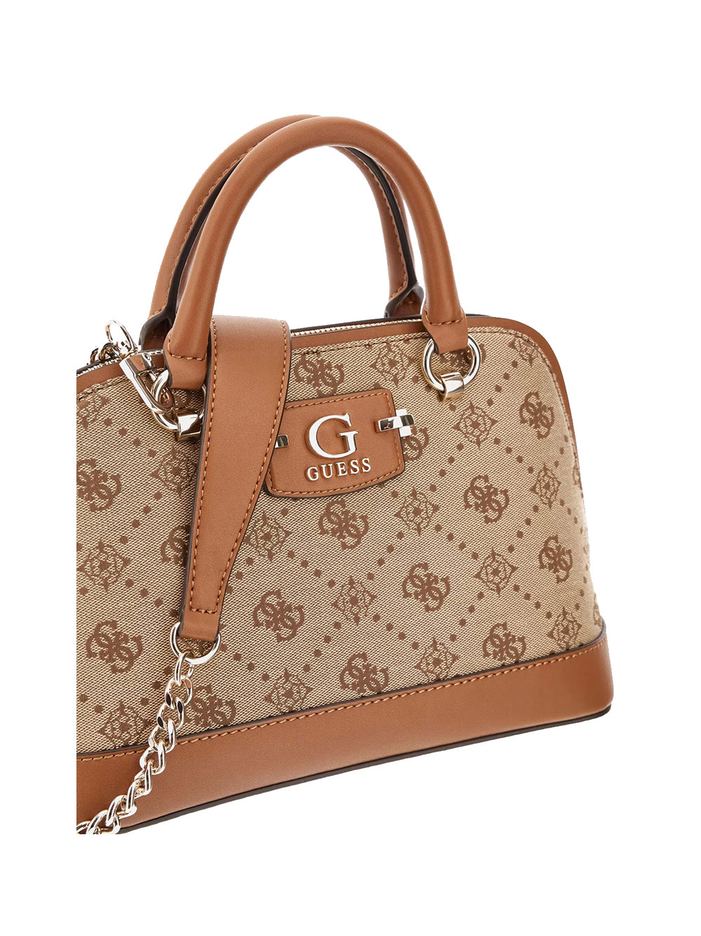 GUESS 1 USCITA Guess Neda Dome Satchel Borsa a Mano Donna Marrone Marrone