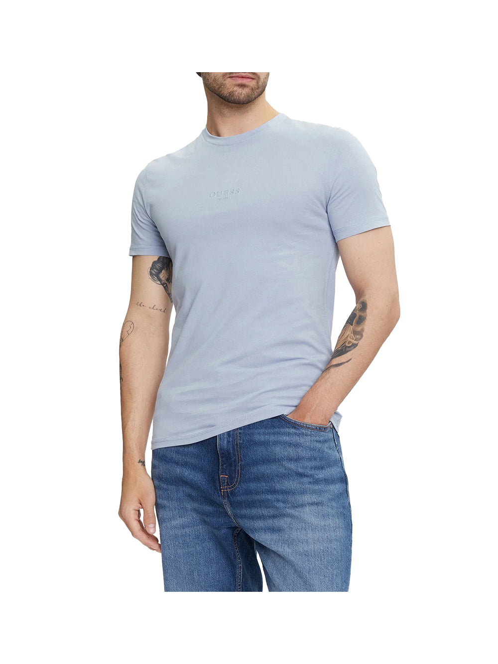 GUESS 1 USCITA Guess T-Shirt Aidy Cn Ss Tee Uomo Azzurro - Blu Azzurro