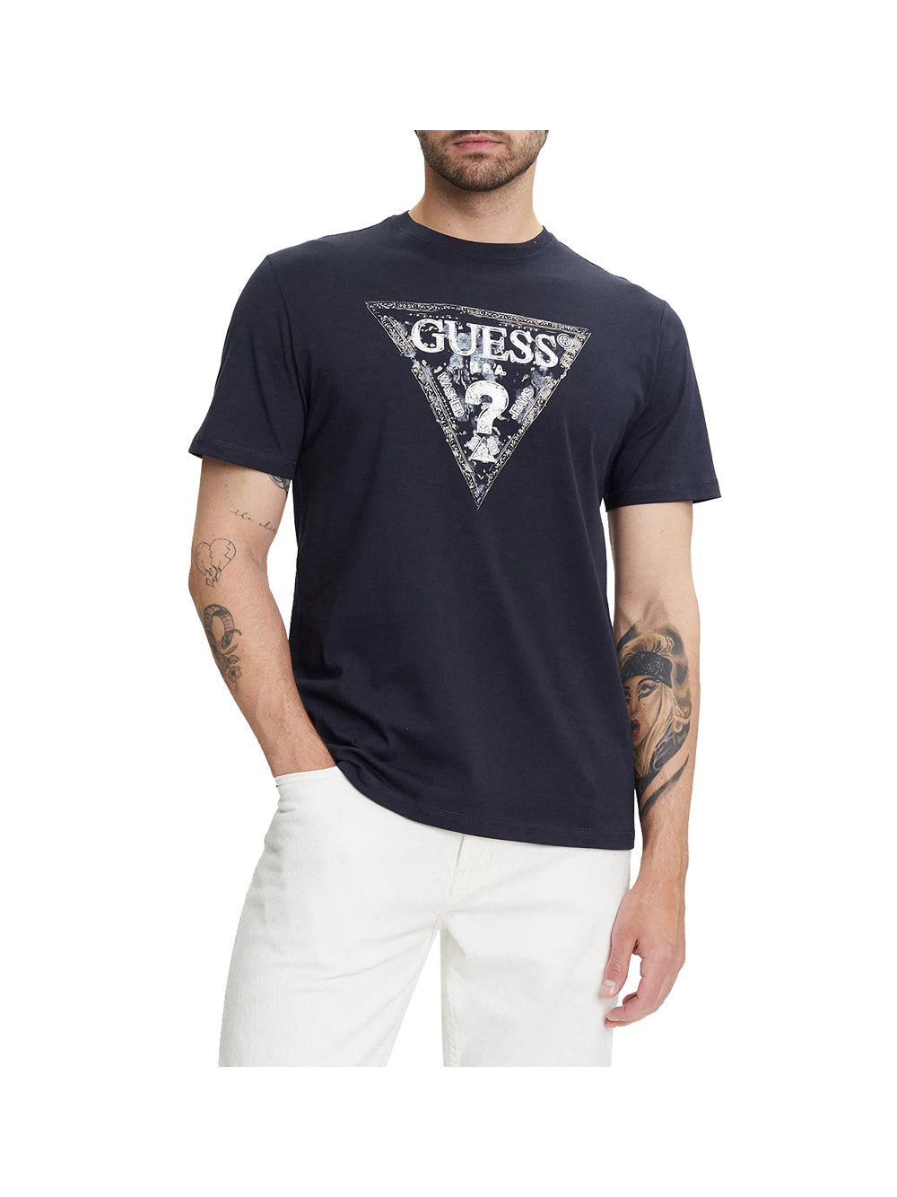GUESS 1 USCITA Guess T-Shirt Ss Cn Guess Triangle Uomo Blu Blu