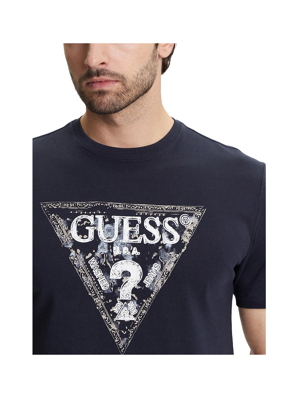 GUESS 1 USCITA Guess T-Shirt Ss Cn Guess Triangle Uomo Blu Blu
