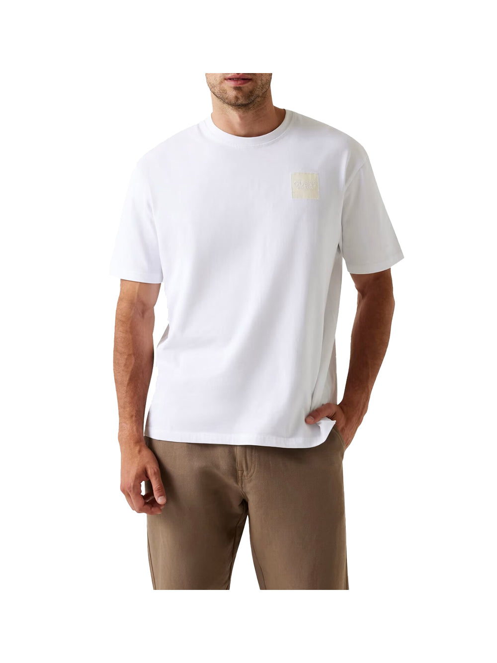 GUESS 1 USCITA Guess T-Shirt Ss Cn Patch At Chest Uomo - Bianco Bianco