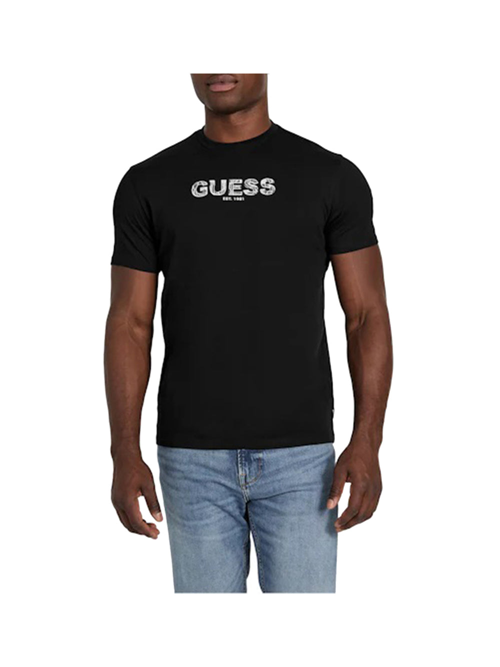 GUESS 1 USCITA Guess Ss Bsc Embroid T-Shirt Uomo Nero Nero