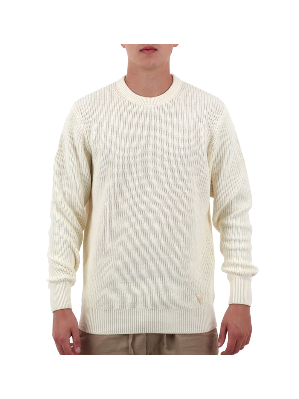 GUESS 1 USCITA Guess Maglia Herbie Cn Ribbed Was Uomo - Avorio Crema