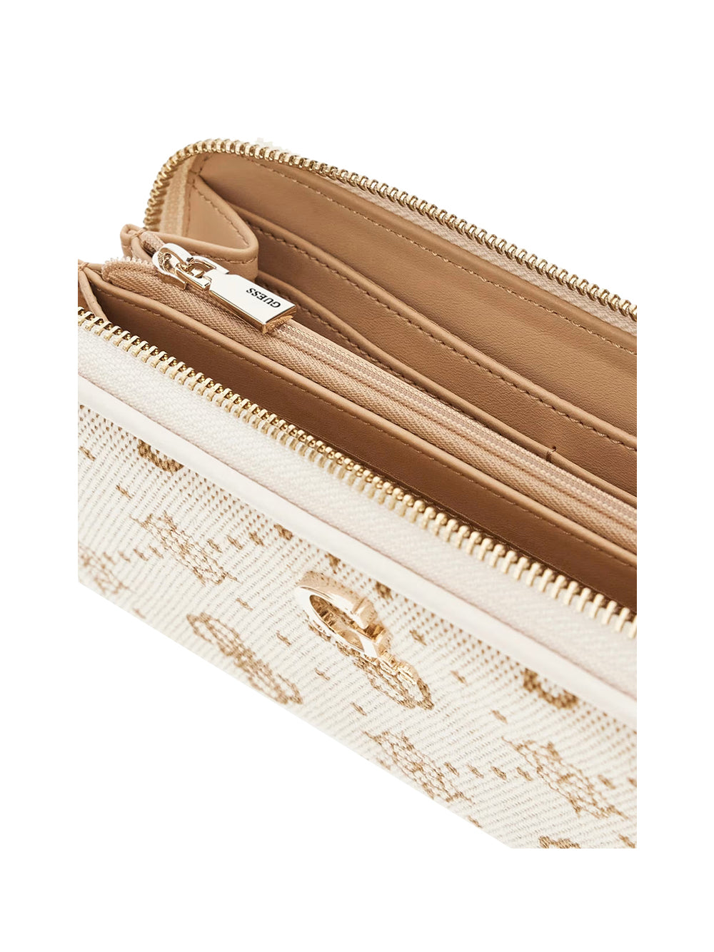 GUESS 1 USCITA Guess Portafoglio Neda Slg Large Zip Around Donna Cream - Avorio CREAM