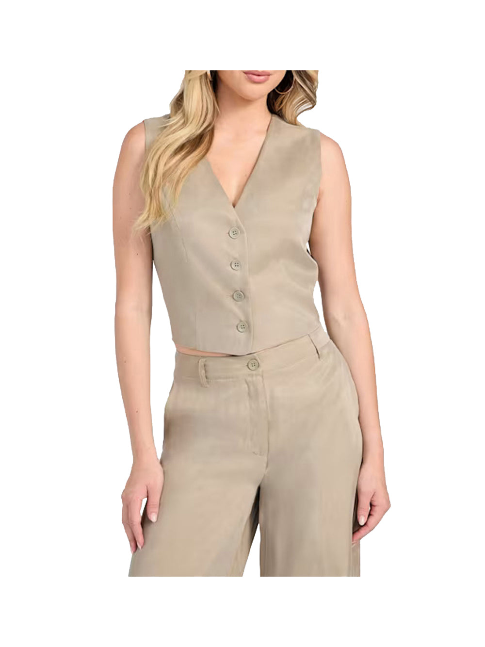 GUESS 1 USCITA Guess Gilet Celestine Fluid Vest Donna Beige Beige