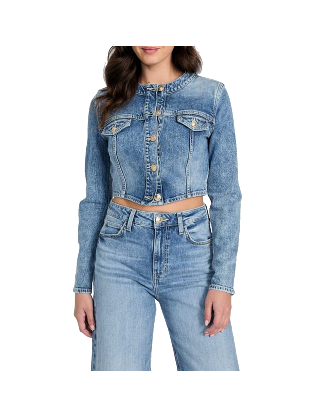 GUESS 1 USCITA Guess Gemma Crop Donna - Denim Sunset Bliss