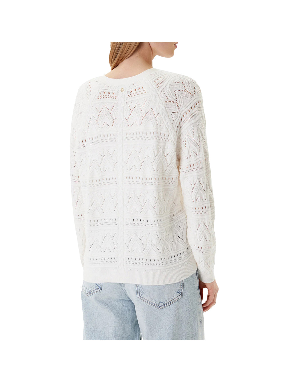 GUESS 1 USCITA Guess Ls Vn Pointelle Amel Cardigan Donna Bianco Bianco