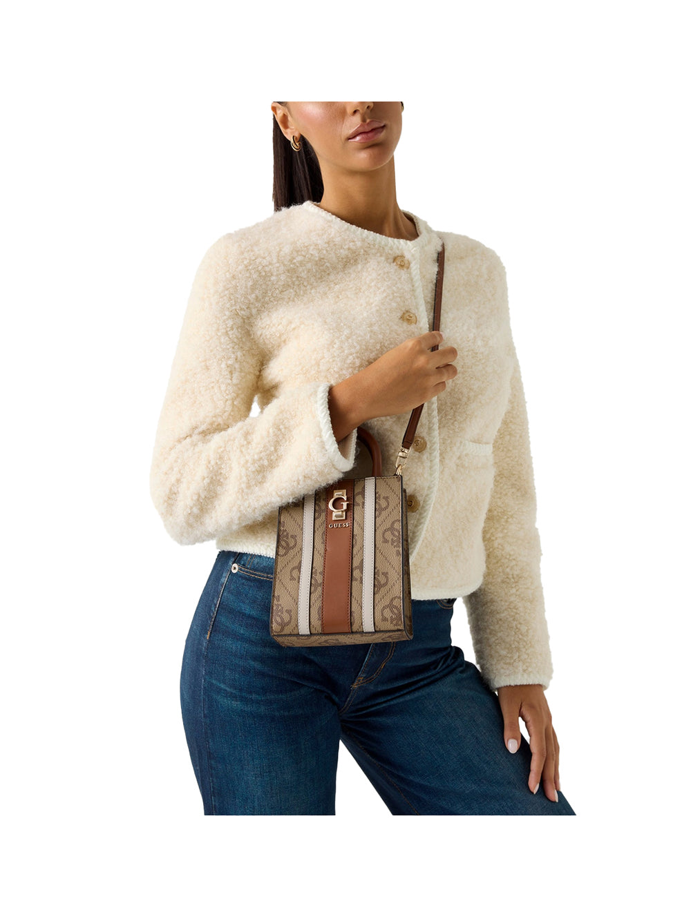 GUESS 2 USCITA Mini Borsa A Spalla Erenia 4G logo - Marrone Marrone