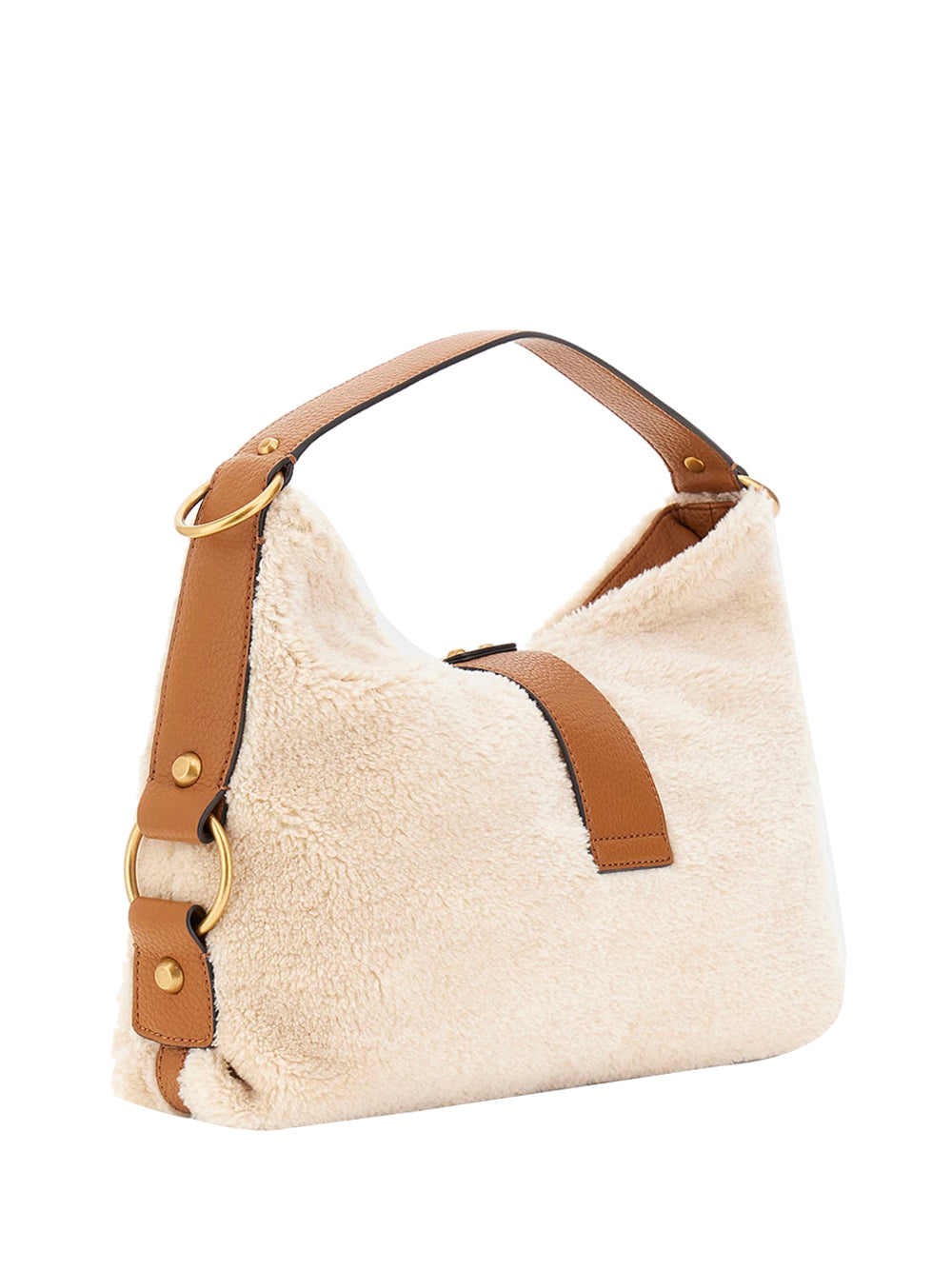 GUESS 2 USCITA Borsa A Spalla Guess Camden Pelliccia Sintetica - Marrone/Bianco Natural/Cognac
