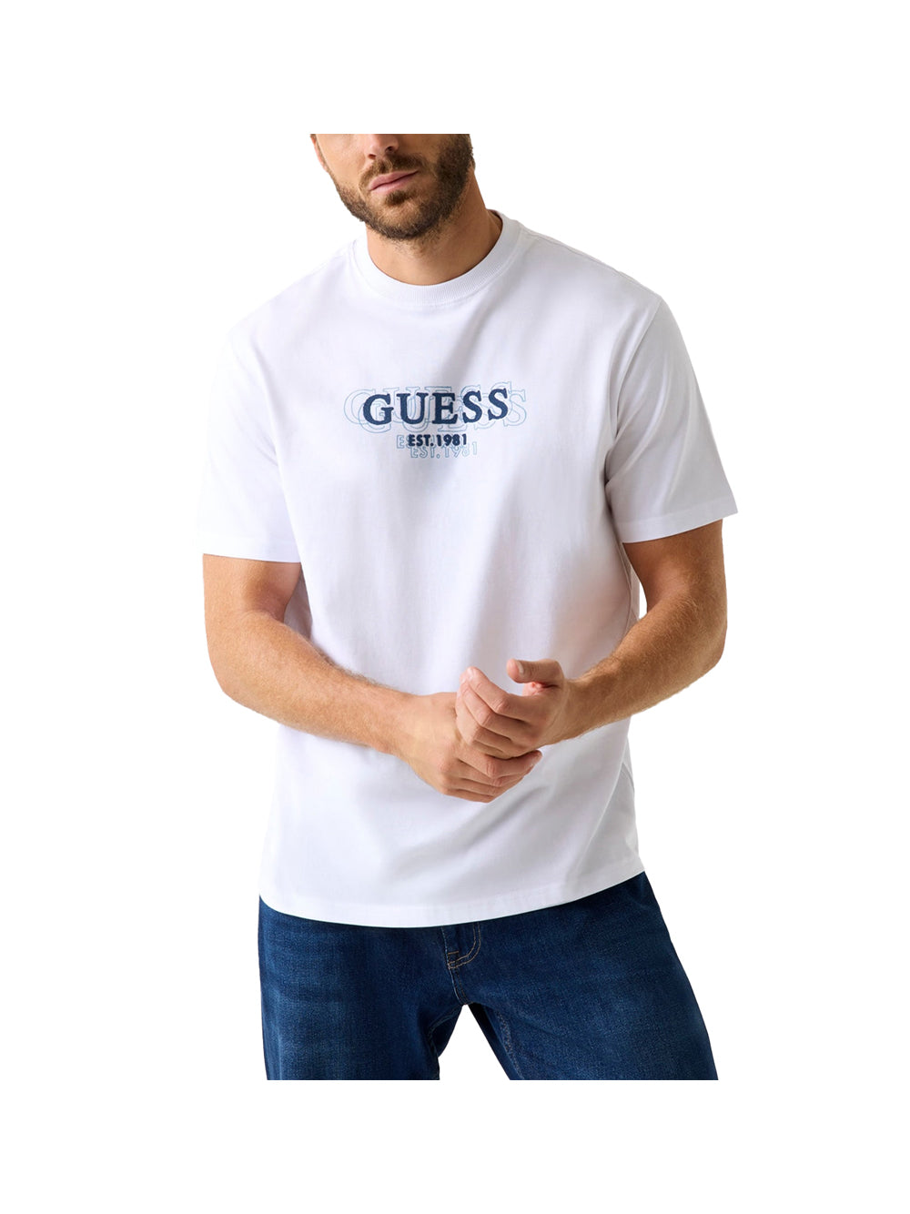 GUESS 2 USCITA T-Shirt Guess Cn Ss Small Logo Tee - Bianco Bianco