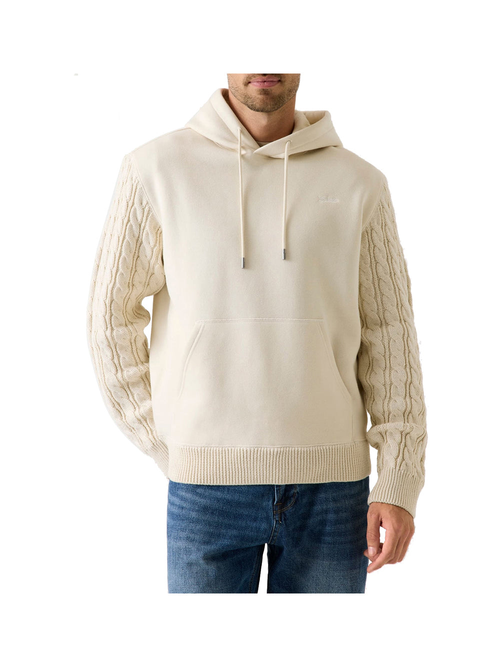 GUESS 2 USCITA Felpa Guess Con Cappuccio Contrast Slevees Hoo - Avorio Avorio