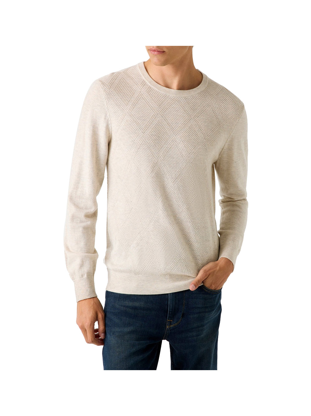 GUESS 2 USCITA Maglione Guess In Misto Lana Jamaar Cn Stitched S - Crema Crema