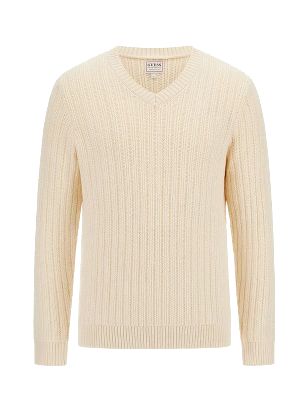 GUESS 2 USCITA Maglione Guess Ls Vn Bryson Texture - Avorio Avorio