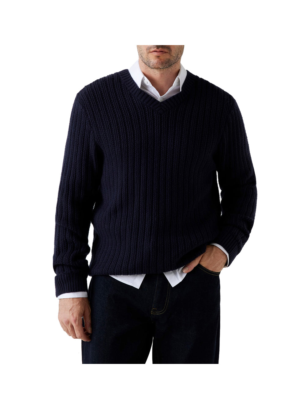 GUESS 2 USCITA Maglione Guess Ls Vn Bryson Texture - Blu Blu