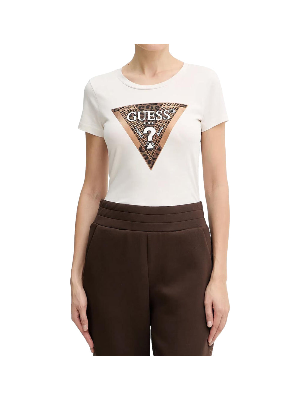 GUESS 2 USCITA T-Shirt Guess Ss Cn Leo Triangle T - Beige Beige