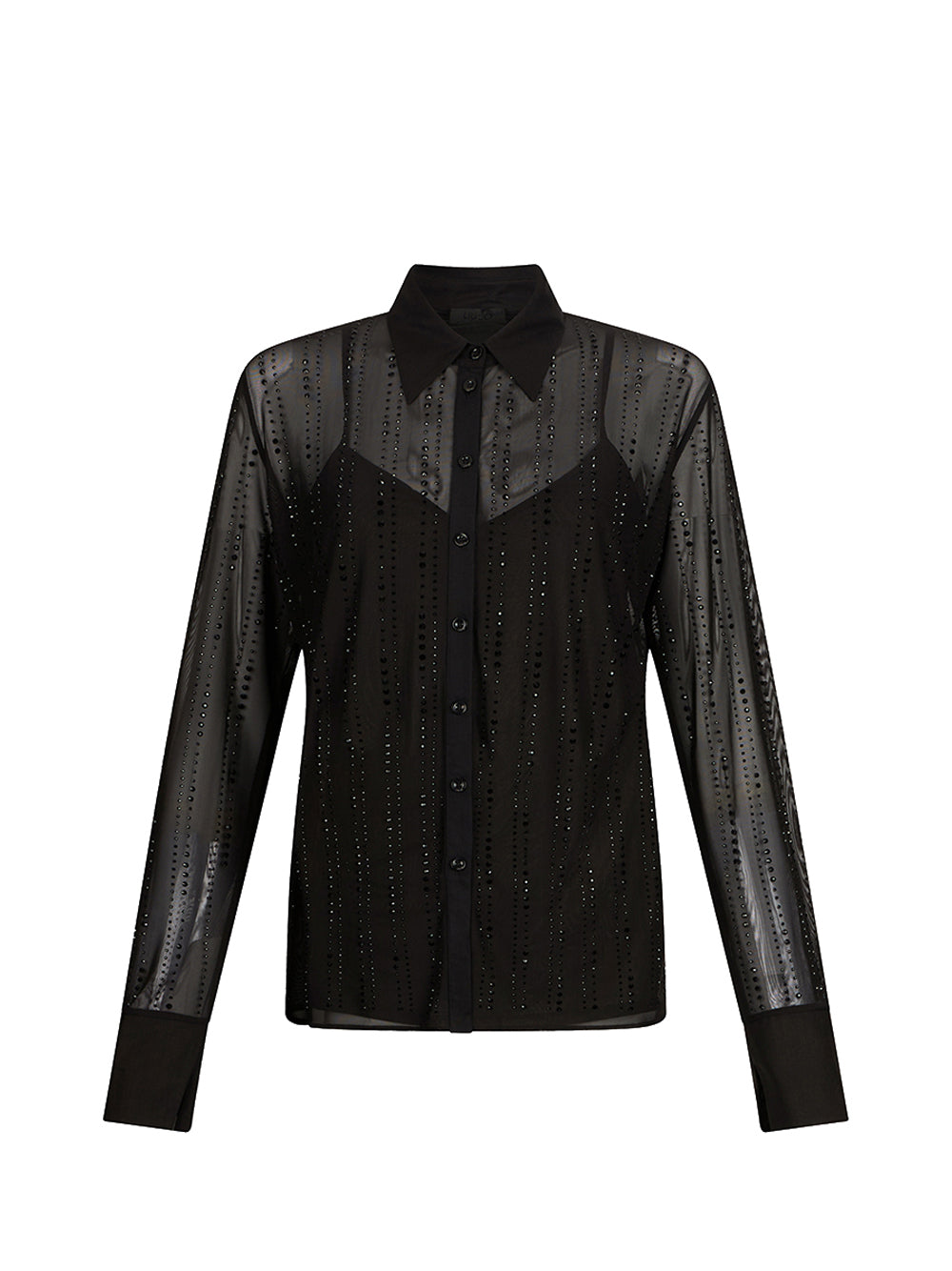 LIU.JO BLACK Camicia Liu Jo In Tulle Con Strass - Nero Nero