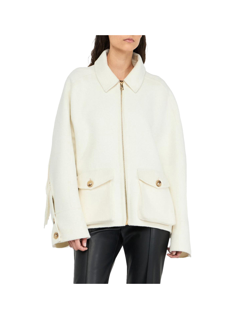 LIU.JO BLACK Cappotto Caban Liu Jo Con Frange - Bianco Bianco