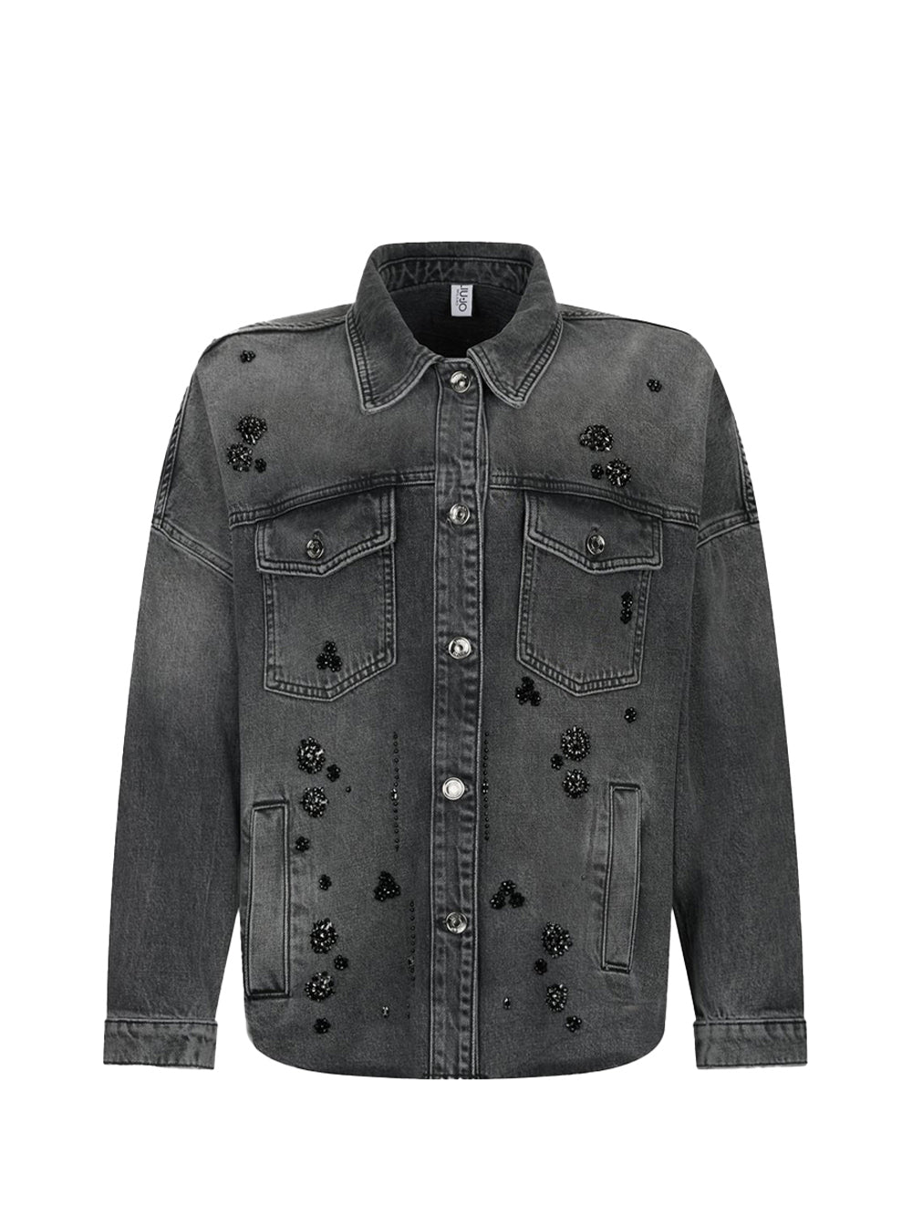LIUJO DENIM Giacca Liu Jo In Denim Con Strass - Denim Nero DENIM NERO
