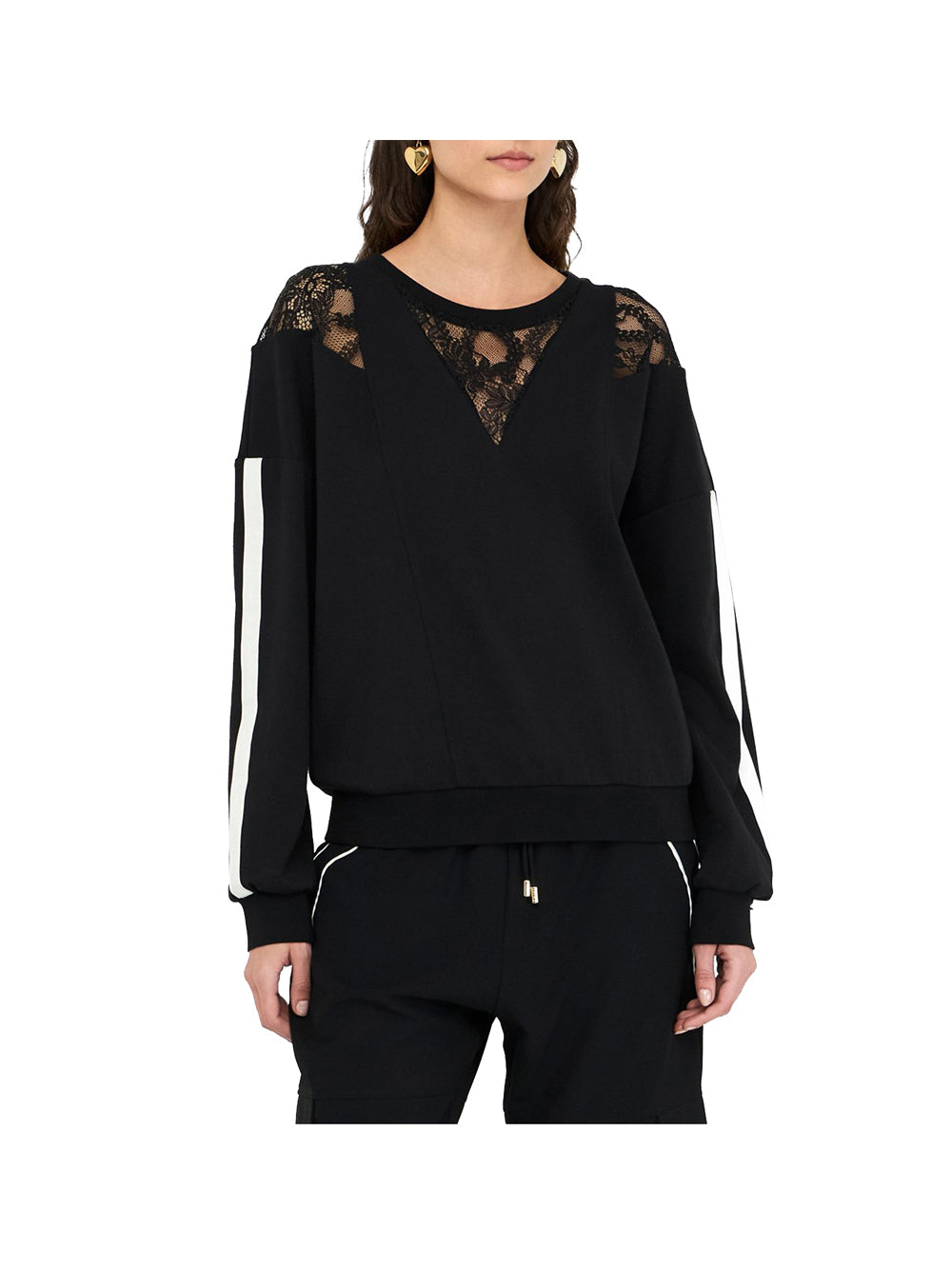 LIUJO SPORT Liu Jo Felpa Donna Nero/bianco Latte - Nero Nero/Bianco Latte