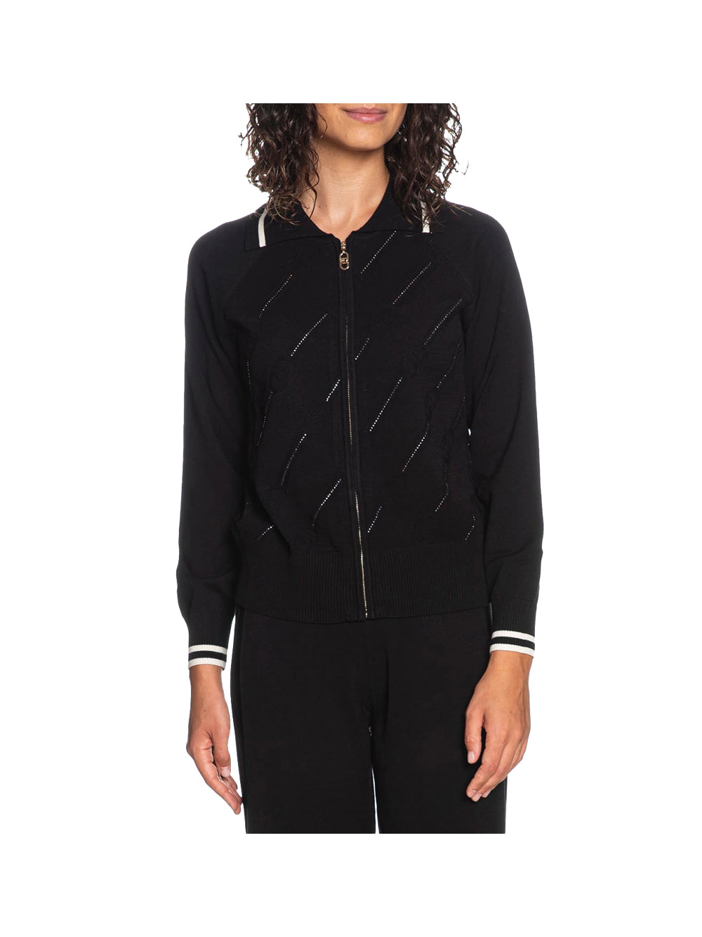 LIUJO SPORT Maglia Ecs Maglia Zippata Liu Jo Donna - Nero Nero/Bianco Latte