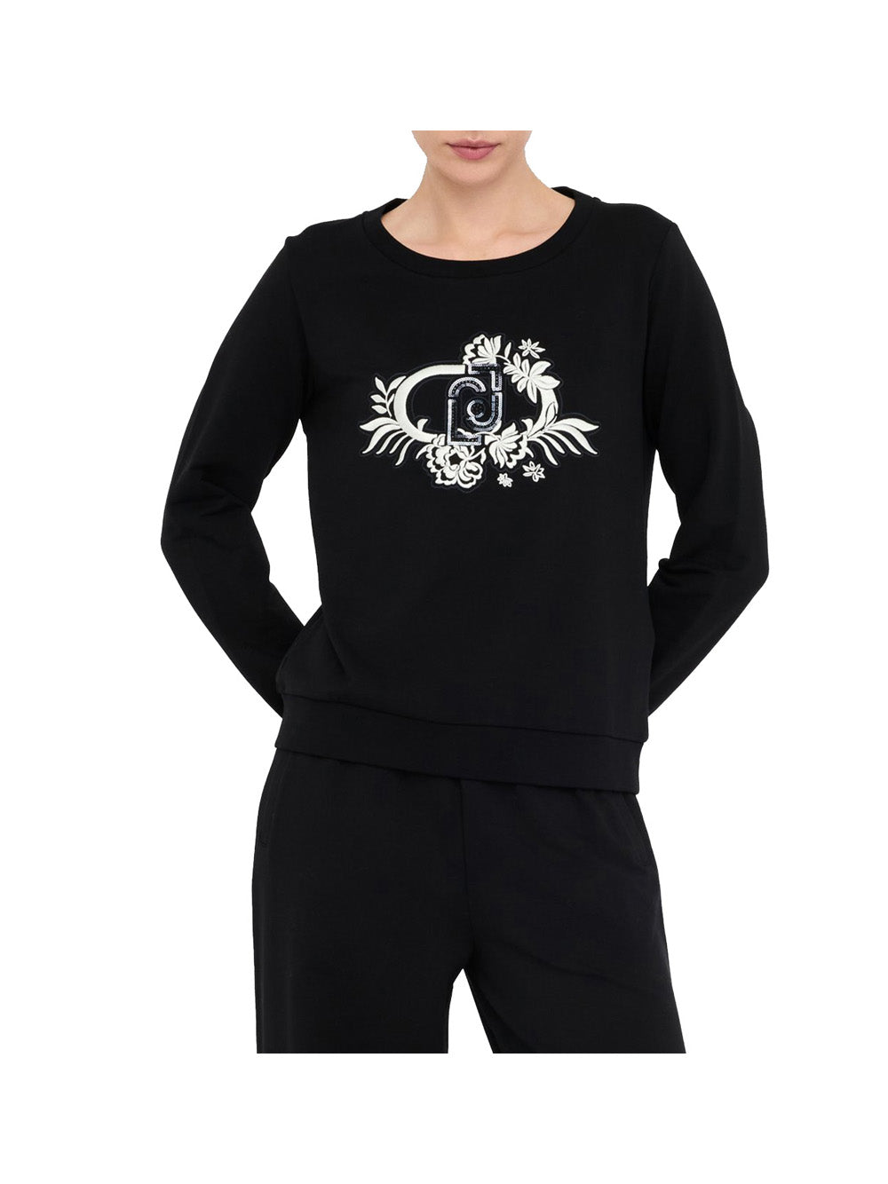 LIUJO SPORT Liu Jo Felpa Donna Nero/bianco Latte - Nero Nero/Bianco Latte