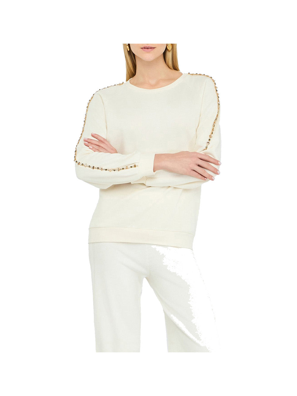 LIUJO SPORT Liu Jo Felpa Donna Bianco Latte - Bianco Bianco Latte
