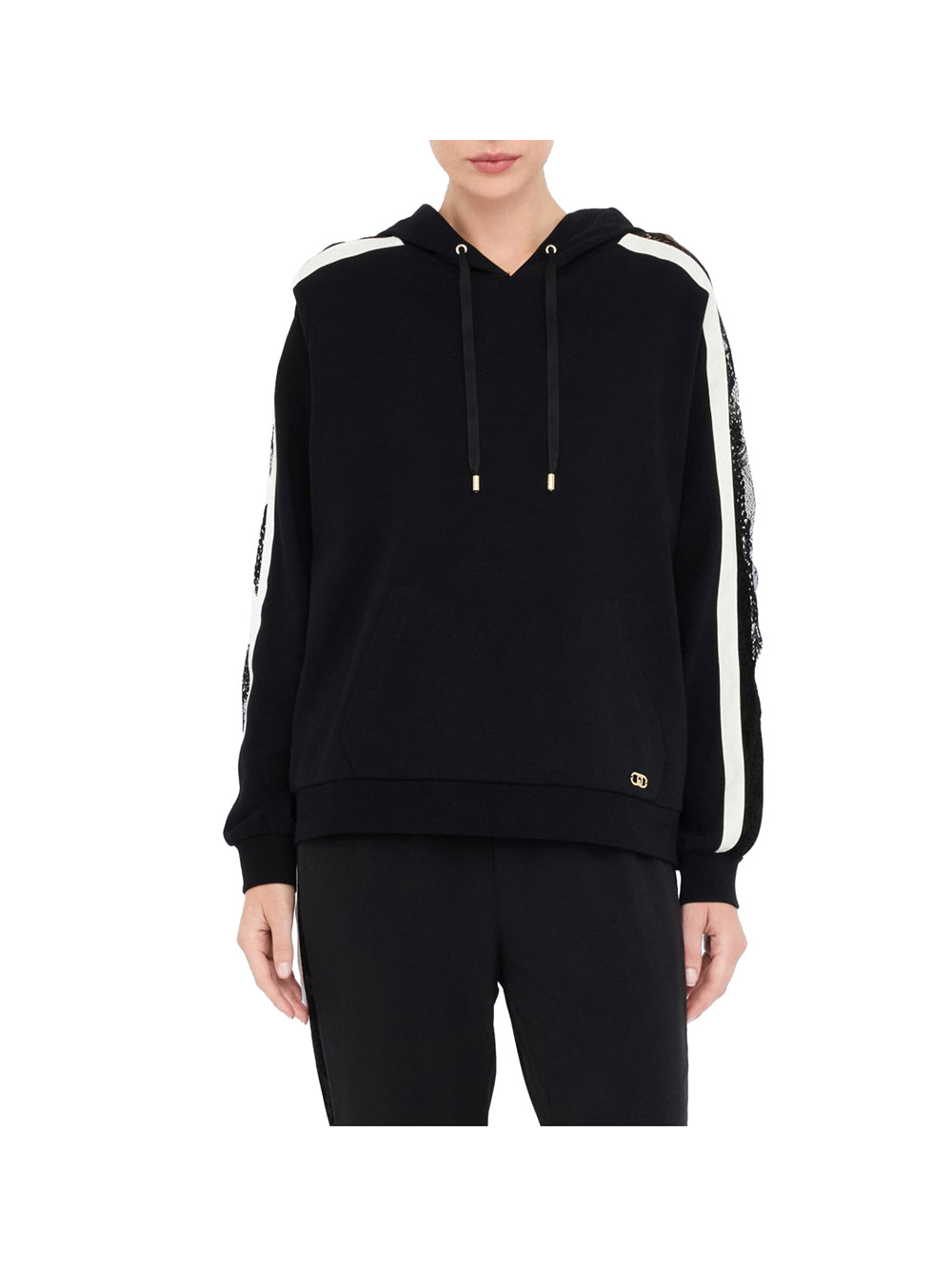 LIUJO SPORT Liu Jo Felpa Donna Nero/bianco Latte - Nero Nero/Bianco Latte