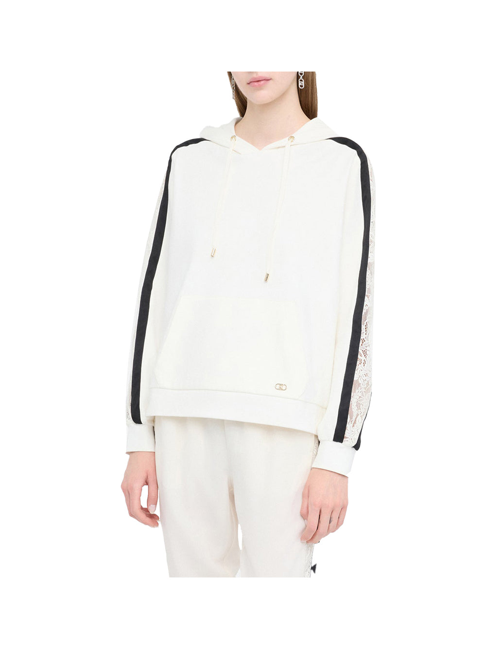 LIUJO SPORT Liu Jo Felpa Donna B.co Latte/nero - Bianco B.Co Latte/Nero