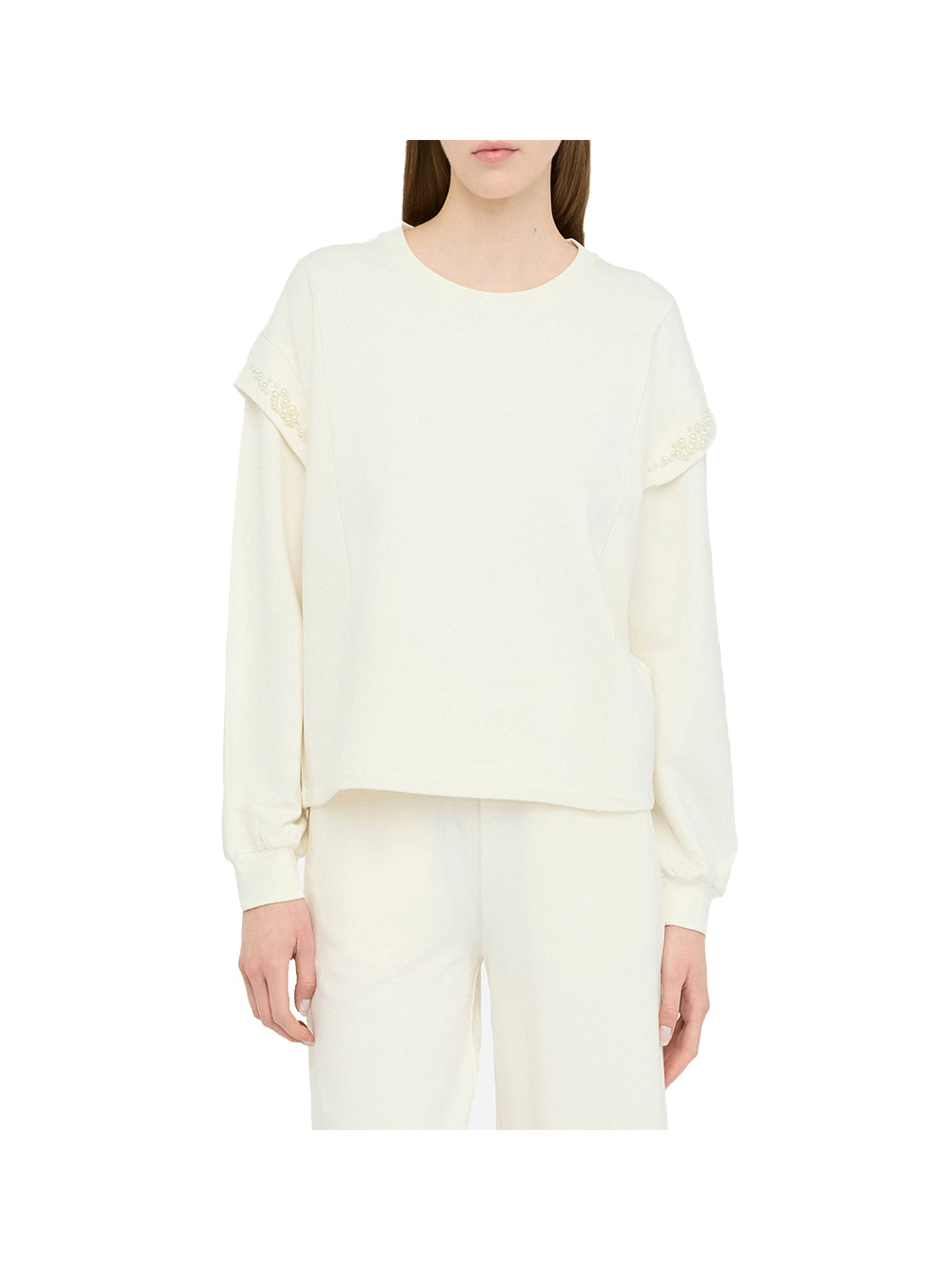 LIUJO SPORT Liu Jo Felpa Donna Bianco Latte - Bianco Bianco Latte