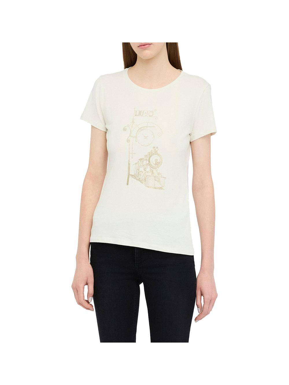 LIUJO SPORT Liu Jo T-shirt con stampa laminata Bianco Latte Bianco Latte/Train