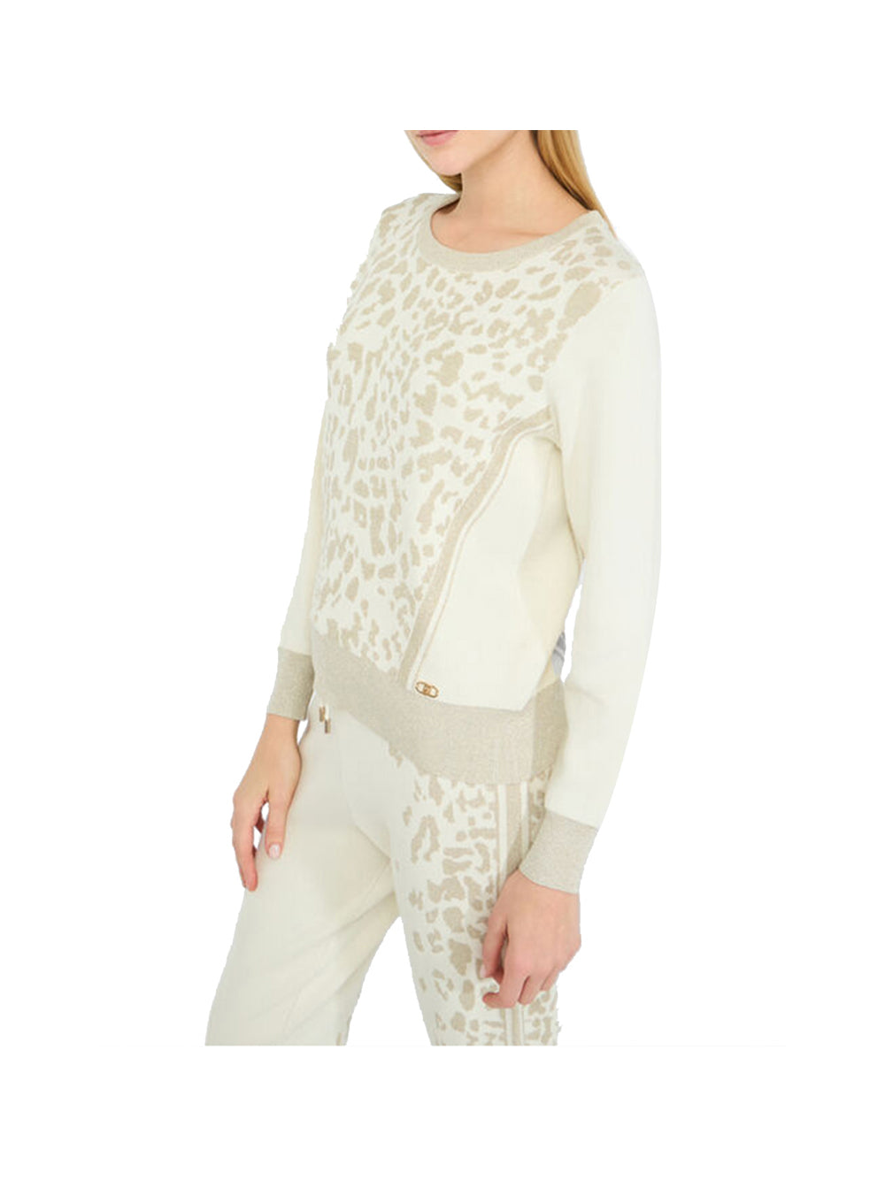 LIUJO SPORT Ecs Maglia Liu Jo Chiusa Bianco Bco Latte/L.Gold Lux