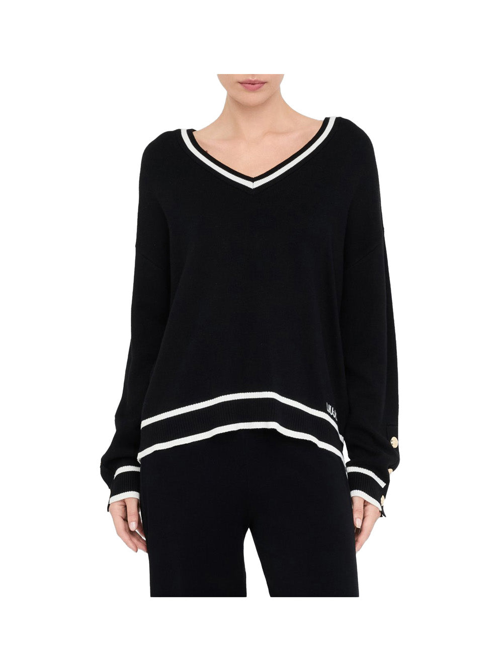 LIUJO SPORT Maglia Liu Jo Chiusa Ecs Donna - Nero Nero/Bianco Latte