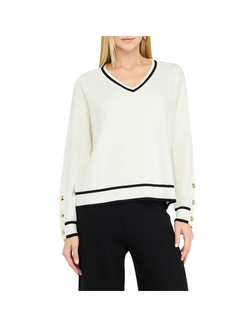 LIUJO SPORT Liu Jo Ecs Maglia Chiusa Donna - Bianco B.Co Latte/Nero